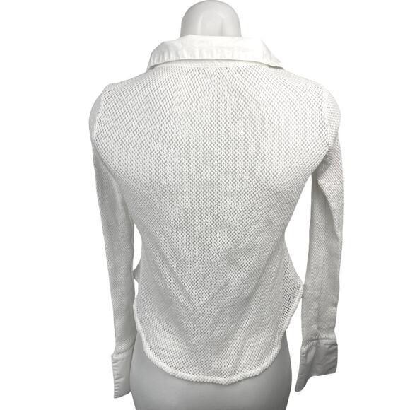 Free People Siggi White Button Open Knit Long Sleeve Sheer Shirt Blouse Top XS - Picture 2 of 5